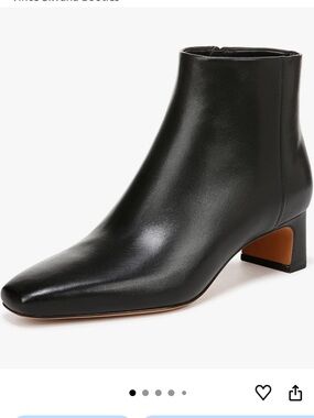 Vince Silvana Black Leather Ankle Booties with Low Block Heel